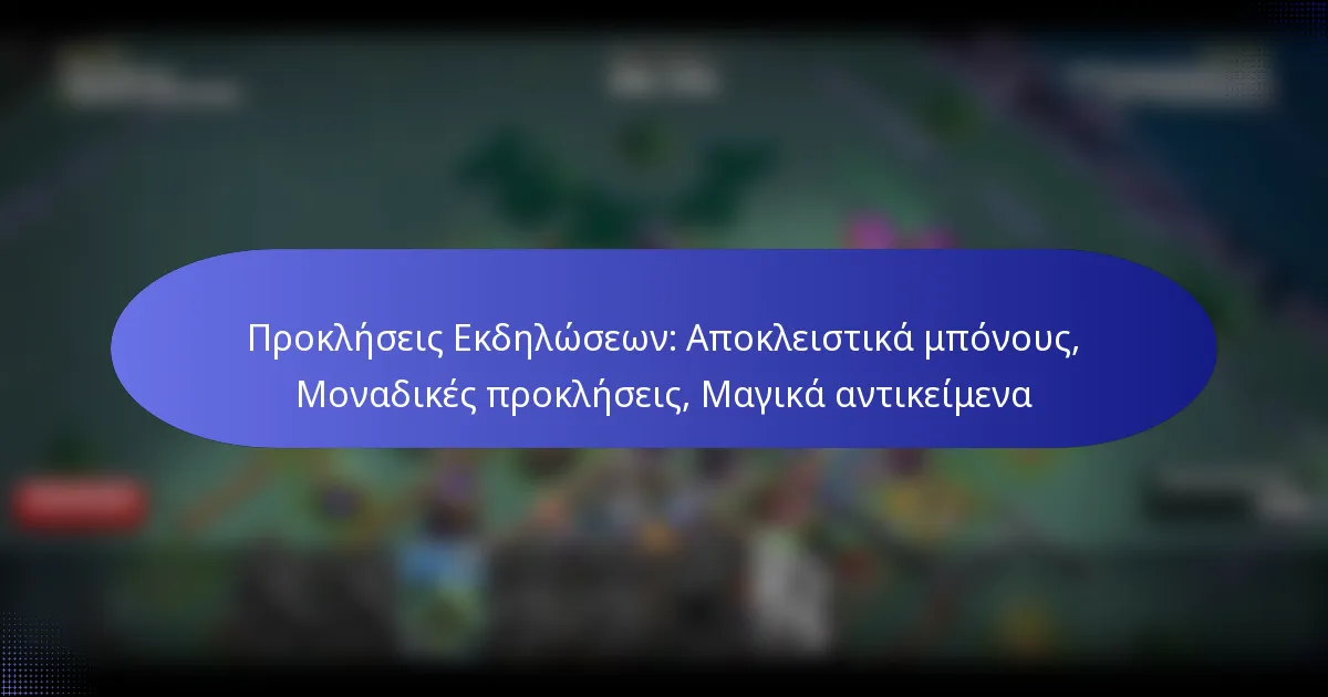 Read more about the article Προκλήσεις Εκδηλώσεων: Αποκλειστικά μπόνους, Μοναδικές προκλήσεις, Μαγικά αντικείμενα